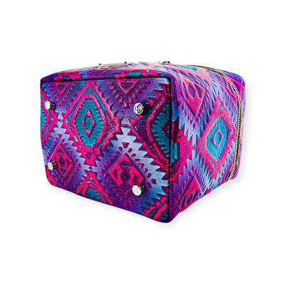 Petite Train Case-Luggage & Bags > Cosmetic & Toiletry Bags > Travel Organizer Bags-Western-Cowhide-Bags-Handmade-Products-Gifts-Dancing Cactus Designs