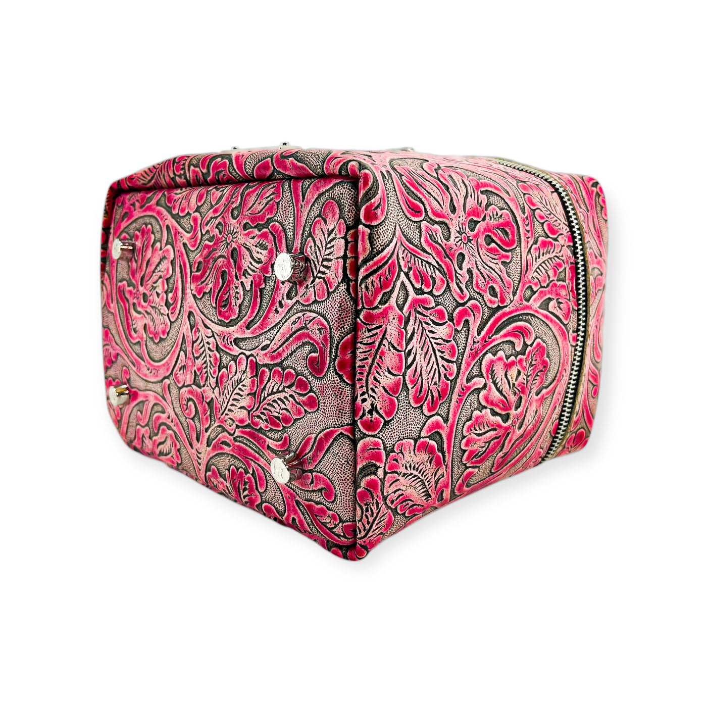 Petite Train Case-Luggage & Bags > Cosmetic & Toiletry Bags > Travel Organizer Bags-Western-Cowhide-Bags-Handmade-Products-Gifts-Dancing Cactus Designs