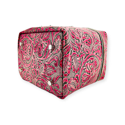 Petite Train Case-Luggage & Bags > Cosmetic & Toiletry Bags > Travel Organizer Bags-Western-Cowhide-Bags-Handmade-Products-Gifts-Dancing Cactus Designs