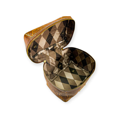 Petite Train Case-Luggage & Bags > Cosmetic & Toiletry Bags > Travel Organizer Bags-Western-Cowhide-Bags-Handmade-Products-Gifts-Dancing Cactus Designs