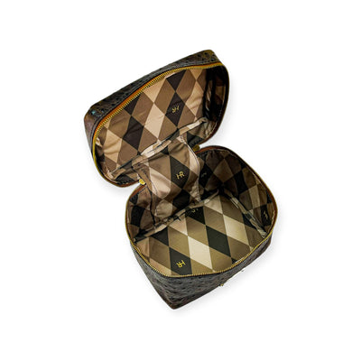 Petite Train Case-Luggage & Bags > Cosmetic & Toiletry Bags > Travel Organizer Bags-Western-Cowhide-Bags-Handmade-Products-Gifts-Dancing Cactus Designs