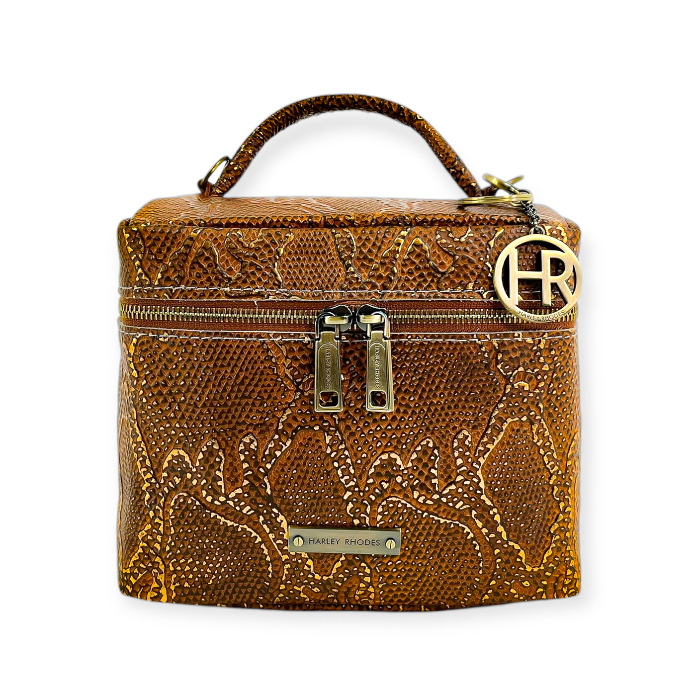 Petite Train Case-Luggage & Bags > Cosmetic & Toiletry Bags > Travel Organizer Bags-Western-Cowhide-Bags-Handmade-Products-Gifts-Dancing Cactus Designs