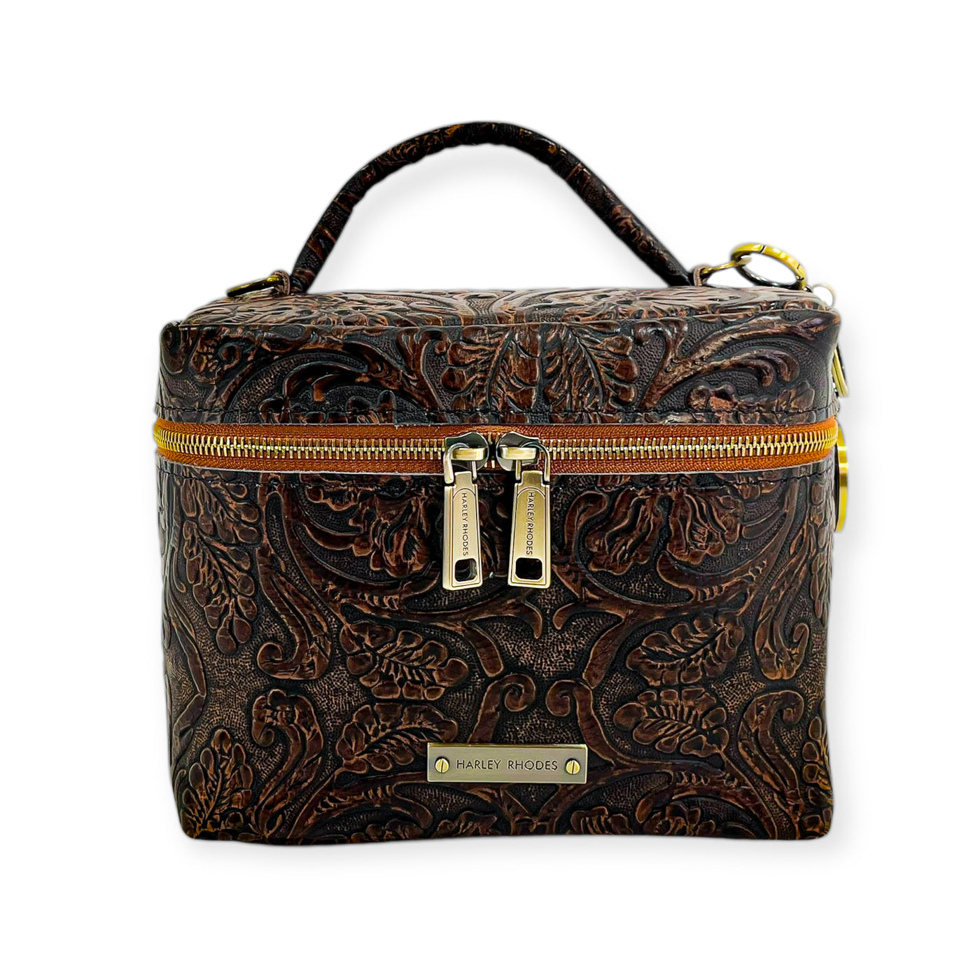 Petite Train Case-Luggage & Bags > Cosmetic & Toiletry Bags > Travel Organizer Bags-Western-Cowhide-Bags-Handmade-Products-Gifts-Dancing Cactus Designs