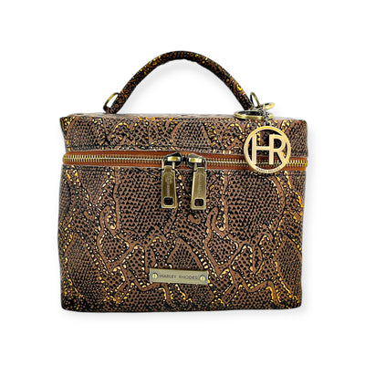 Petite Train Case-Luggage & Bags > Cosmetic & Toiletry Bags > Travel Organizer Bags-Western-Cowhide-Bags-Handmade-Products-Gifts-Dancing Cactus Designs