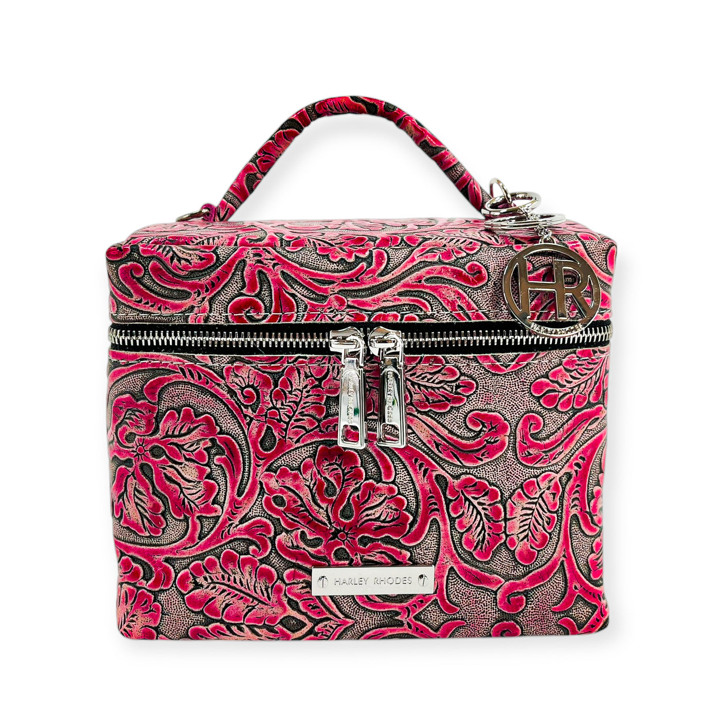 Petite Train Case-Luggage & Bags > Cosmetic & Toiletry Bags > Travel Organizer Bags-Western-Cowhide-Bags-Handmade-Products-Gifts-Dancing Cactus Designs