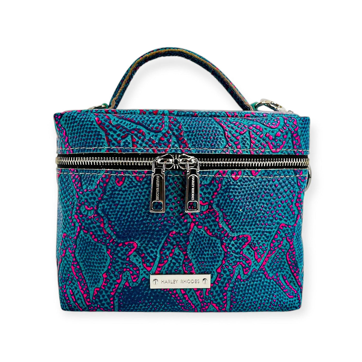 Petite Train Case-Luggage & Bags > Cosmetic & Toiletry Bags > Travel Organizer Bags-Western-Cowhide-Bags-Handmade-Products-Gifts-Dancing Cactus Designs