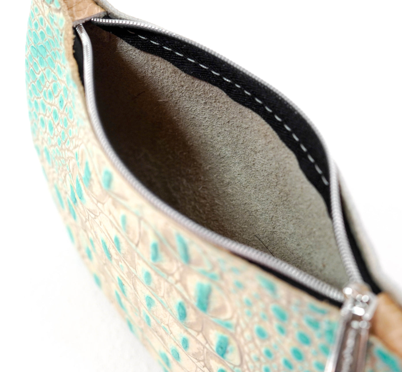 Purse Organizer - All Embossed w/ Cyan Croc-Purse Organizer-Western-Cowhide-Bags-Handmade-Products-Gifts-Dancing Cactus Designs