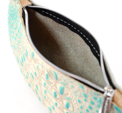 Purse Organizer - All Embossed w/ Cyan Croc-Purse Organizer-Western-Cowhide-Bags-Handmade-Products-Gifts-Dancing Cactus Designs