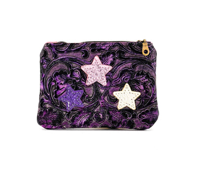 Purse Organizer - All Embossed w/ Orchid Tool-Purse Organizer-Western-Cowhide-Bags-Handmade-Products-Gifts-Dancing Cactus Designs