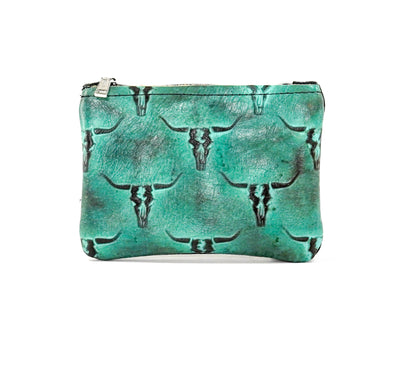 Purse Organizer - All Embossed w/ Royston Skulls-Purse Organizer-Western-Cowhide-Bags-Handmade-Products-Gifts-Dancing Cactus Designs