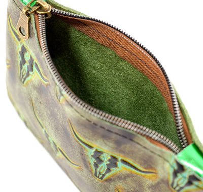 Purse Organizer - All Embossed w/ Turquoise Skulls-Purse Organizer-Western-Cowhide-Bags-Handmade-Products-Gifts-Dancing Cactus Designs
