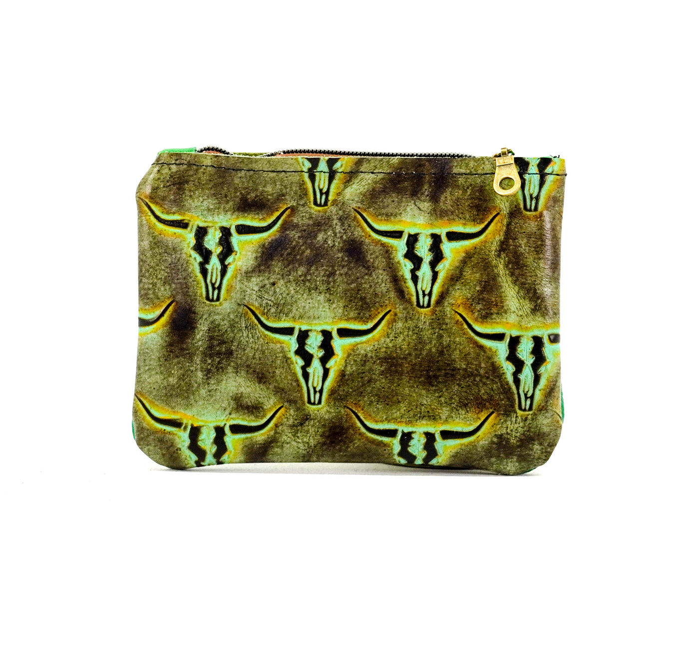 Purse Organizer - All Embossed w/ Turquoise Skulls-Purse Organizer-Western-Cowhide-Bags-Handmade-Products-Gifts-Dancing Cactus Designs