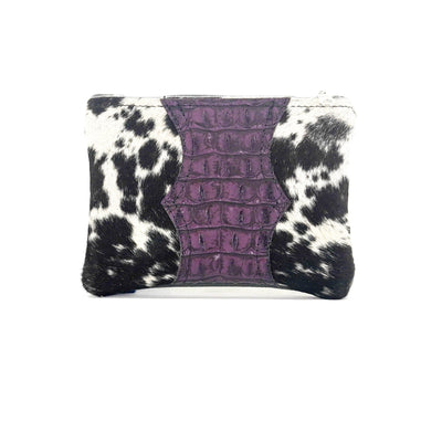 Purse Organizer - Black & White w/ Amethyst Croc-Purse Organizer-Western-Cowhide-Bags-Handmade-Products-Gifts-Dancing Cactus Designs