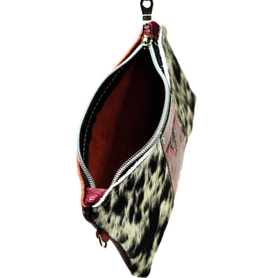 Purse Organizer - Black & White w/ Burgundy Skulls-Purse Organizer-Western-Cowhide-Bags-Handmade-Products-Gifts-Dancing Cactus Designs