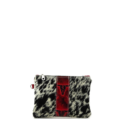 Purse Organizer - Black & White w/ Burgundy Skulls-Purse Organizer-Western-Cowhide-Bags-Handmade-Products-Gifts-Dancing Cactus Designs