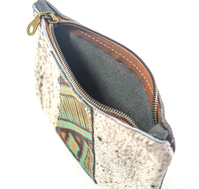 Purse Organizer - Black & White w/ Turquoise Navajo-Purse Organizer-Western-Cowhide-Bags-Handmade-Products-Gifts-Dancing Cactus Designs