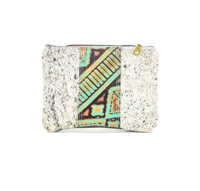 Purse Organizer - Black & White w/ Turquoise Navajo-Purse Organizer-Western-Cowhide-Bags-Handmade-Products-Gifts-Dancing Cactus Designs