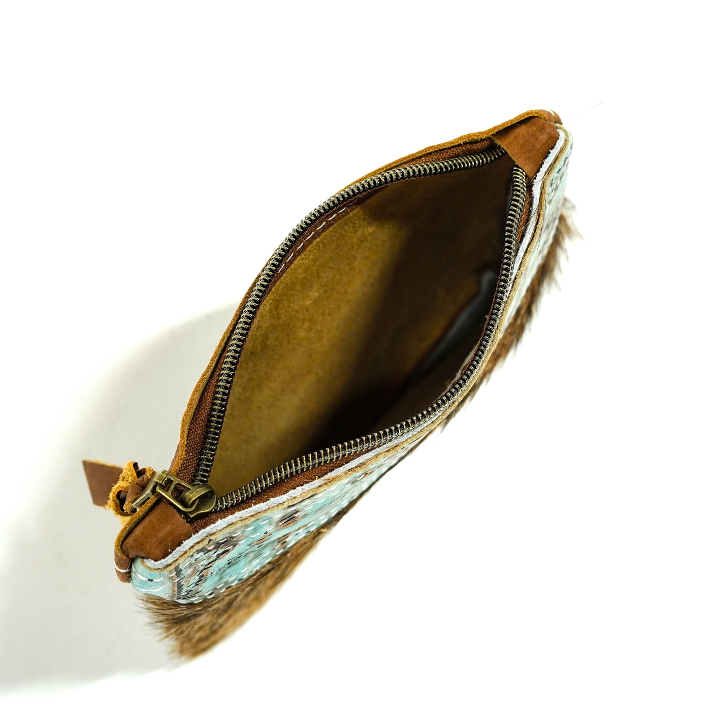 Purse Organizer - Long Brindle w/ Tiffany Driftwood-Purse Organizer-Western-Cowhide-Bags-Handmade-Products-Gifts-Dancing Cactus Designs