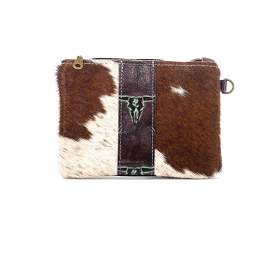 Purse Organizer - Longhorn w/ Mint Chocolate Skulls-Purse Organizer-Western-Cowhide-Bags-Handmade-Products-Gifts-Dancing Cactus Designs