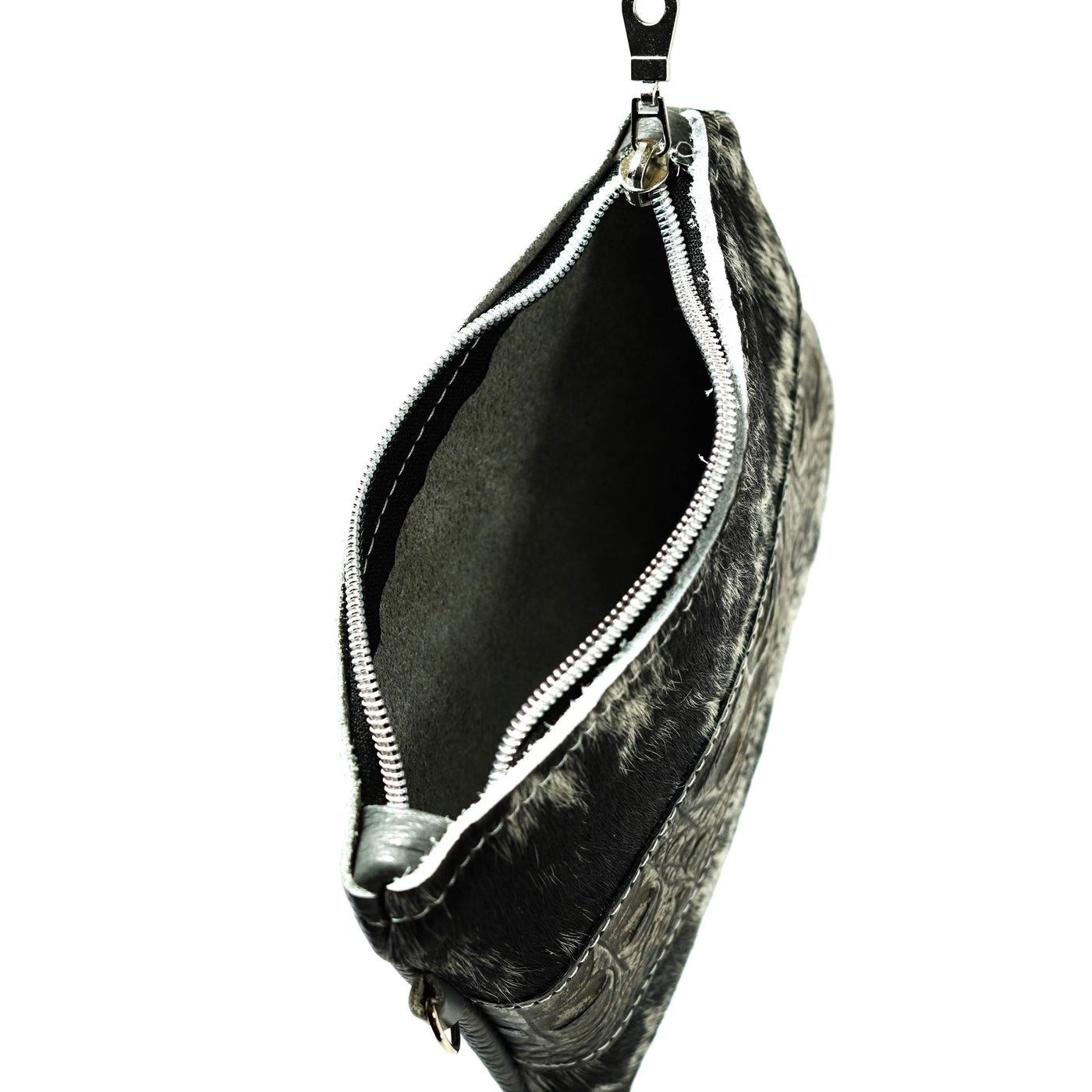 Purse Organizer - Salt & Pepper w/ Antique Croc-Purse Organizer-Western-Cowhide-Bags-Handmade-Products-Gifts-Dancing Cactus Designs
