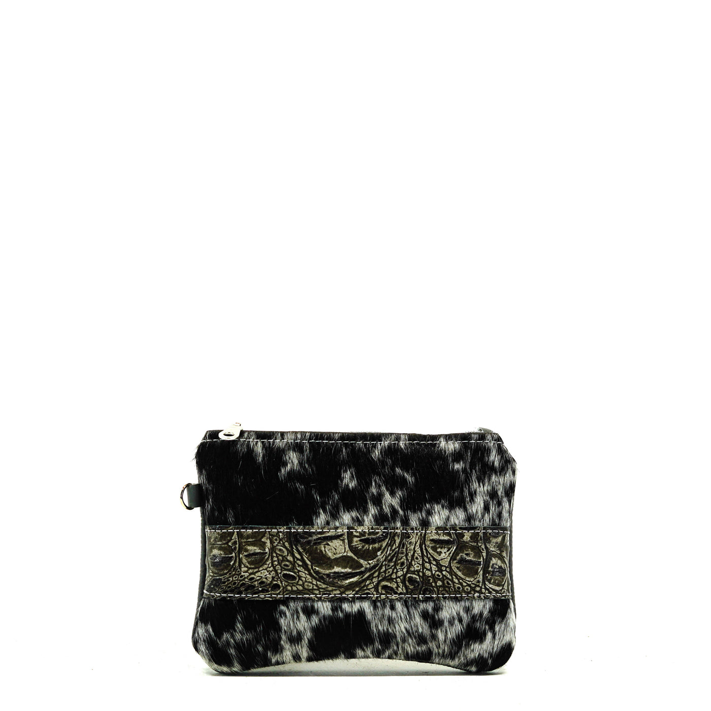 Purse Organizer - Salt & Pepper w/ Antique Croc-Purse Organizer-Western-Cowhide-Bags-Handmade-Products-Gifts-Dancing Cactus Designs