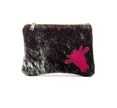 Purse Organizer - Salt & Pepper w/ Red Leather-Purse Organizer-Western-Cowhide-Bags-Handmade-Products-Gifts-Dancing Cactus Designs