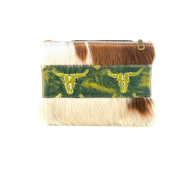 Purse Organizer - Tricolor w/ Mountain View Skulls-Purse Organizer-Western-Cowhide-Bags-Handmade-Products-Gifts-Dancing Cactus Designs