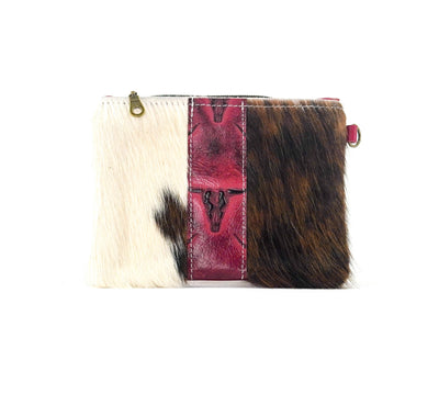 Purse Organizer - Tricolor w/ Red Skulls-Purse Organizer-Western-Cowhide-Bags-Handmade-Products-Gifts-Dancing Cactus Designs