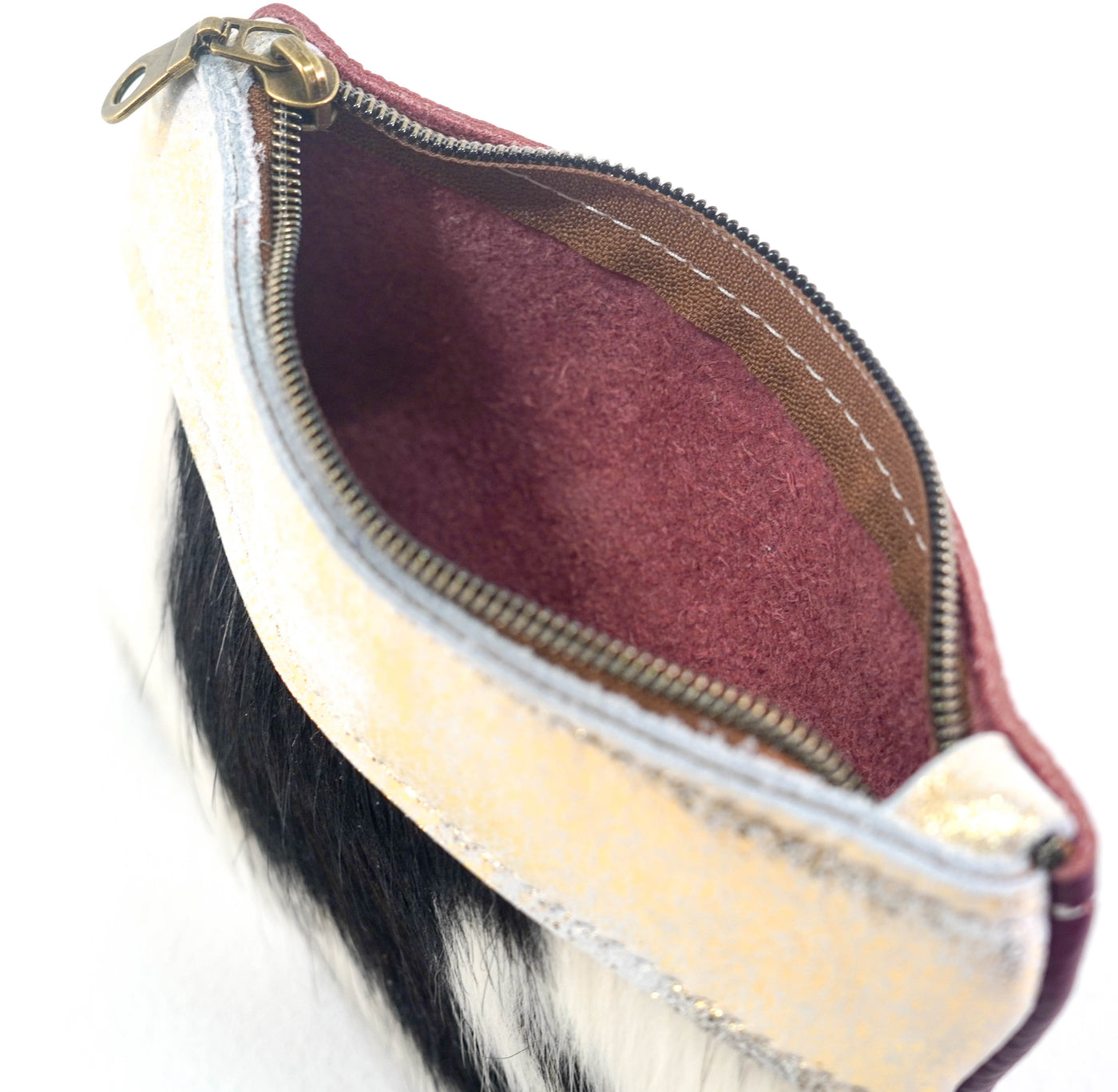 Purse Organizer - Tricolor w/ White & Gold Shimmer-Purse Organizer-Western-Cowhide-Bags-Handmade-Products-Gifts-Dancing Cactus Designs