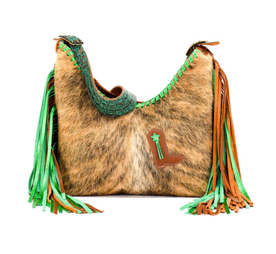 Reba - Brindle w/ No Embossed-Reba-Western-Cowhide-Bags-Handmade-Products-Gifts-Dancing Cactus Designs