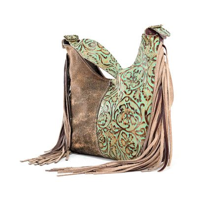 Reba - Brindle w/ Turquoise tool-Reba-Western-Cowhide-Bags-Handmade-Products-Gifts-Dancing Cactus Designs