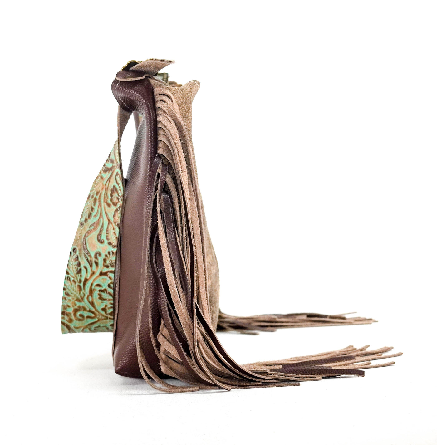 Reba - Brindle w/ Turquoise tool-Reba-Western-Cowhide-Bags-Handmade-Products-Gifts-Dancing Cactus Designs