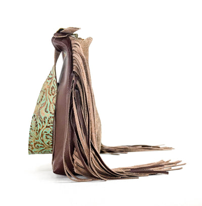 Reba - Brindle w/ Turquoise tool-Reba-Western-Cowhide-Bags-Handmade-Products-Gifts-Dancing Cactus Designs