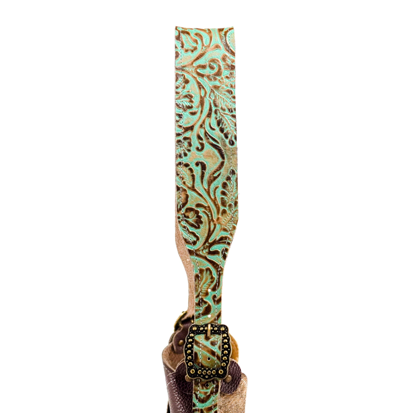 Reba - Brindle w/ Turquoise tool-Reba-Western-Cowhide-Bags-Handmade-Products-Gifts-Dancing Cactus Designs