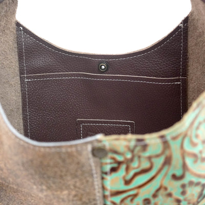 Reba - Brindle w/ Turquoise tool-Reba-Western-Cowhide-Bags-Handmade-Products-Gifts-Dancing Cactus Designs