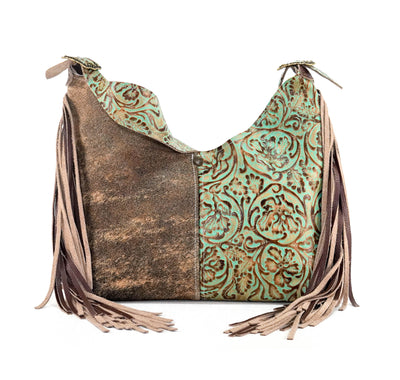 Reba - Brindle w/ Turquoise tool-Reba-Western-Cowhide-Bags-Handmade-Products-Gifts-Dancing Cactus Designs