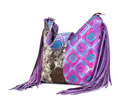Reba - Chocolate & White w/ Rio Aztec-Reba-Western-Cowhide-Bags-Handmade-Products-Gifts-Dancing Cactus Designs