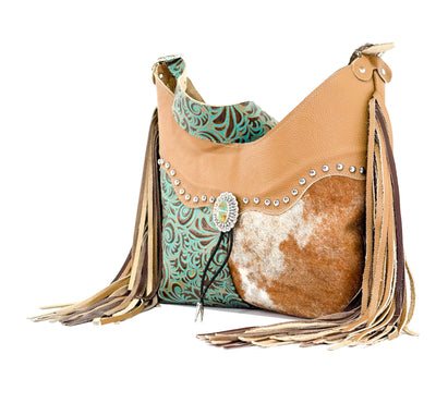 Reba - Longhorn w/ Turquoise Caracole-Reba-Western-Cowhide-Bags-Handmade-Products-Gifts-Dancing Cactus Designs