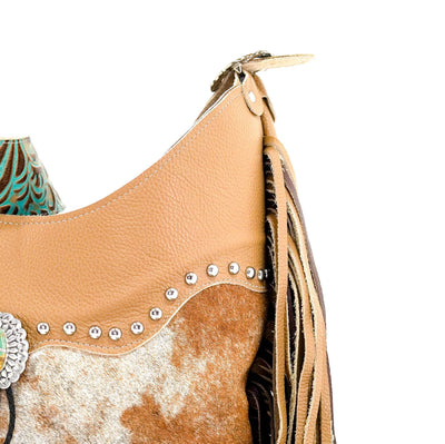 Reba - Longhorn w/ Turquoise Caracole-Reba-Western-Cowhide-Bags-Handmade-Products-Gifts-Dancing Cactus Designs