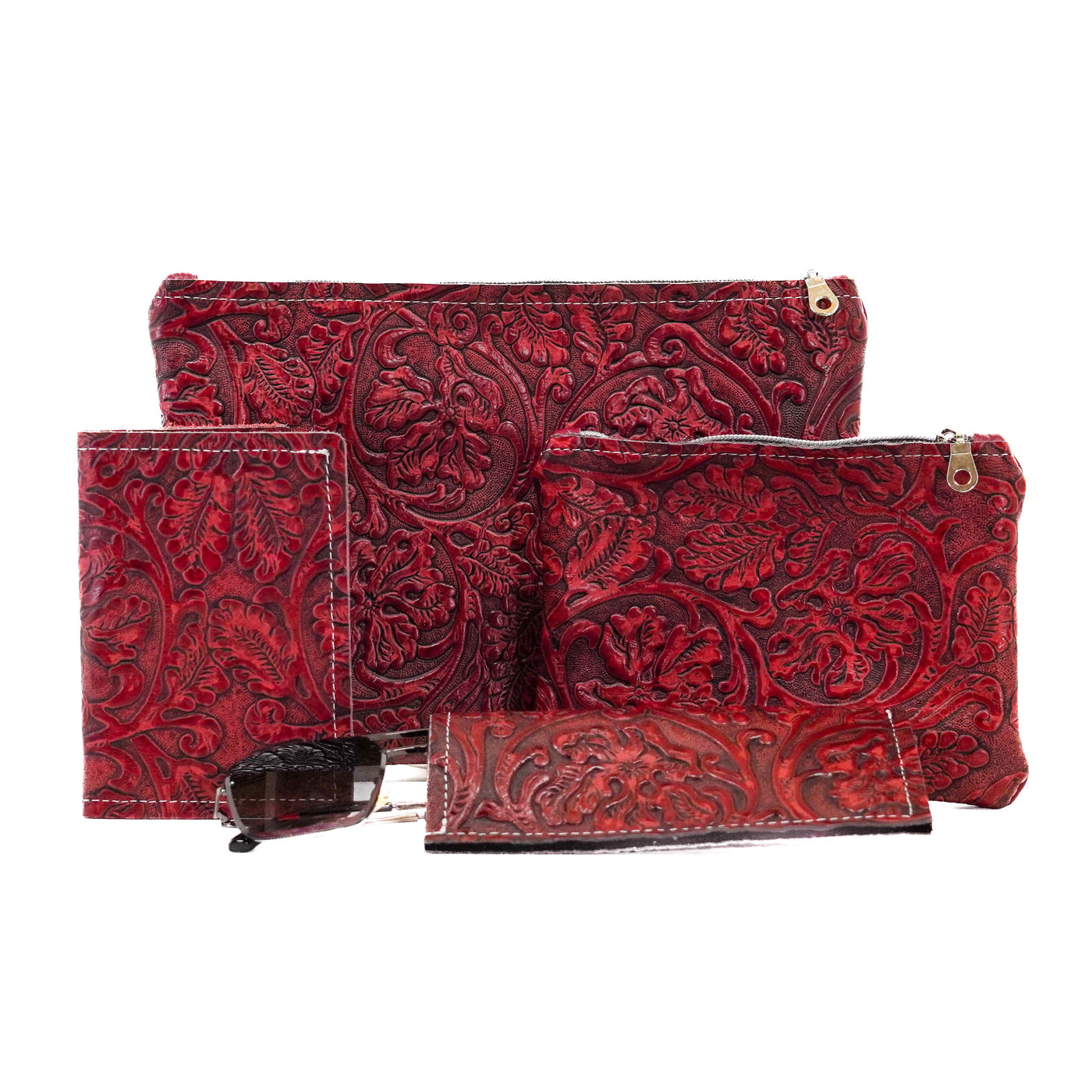 Red Tool Accessory Set-Western-Cowhide-Bags-Handmade-Products-Gifts-Dancing Cactus Designs