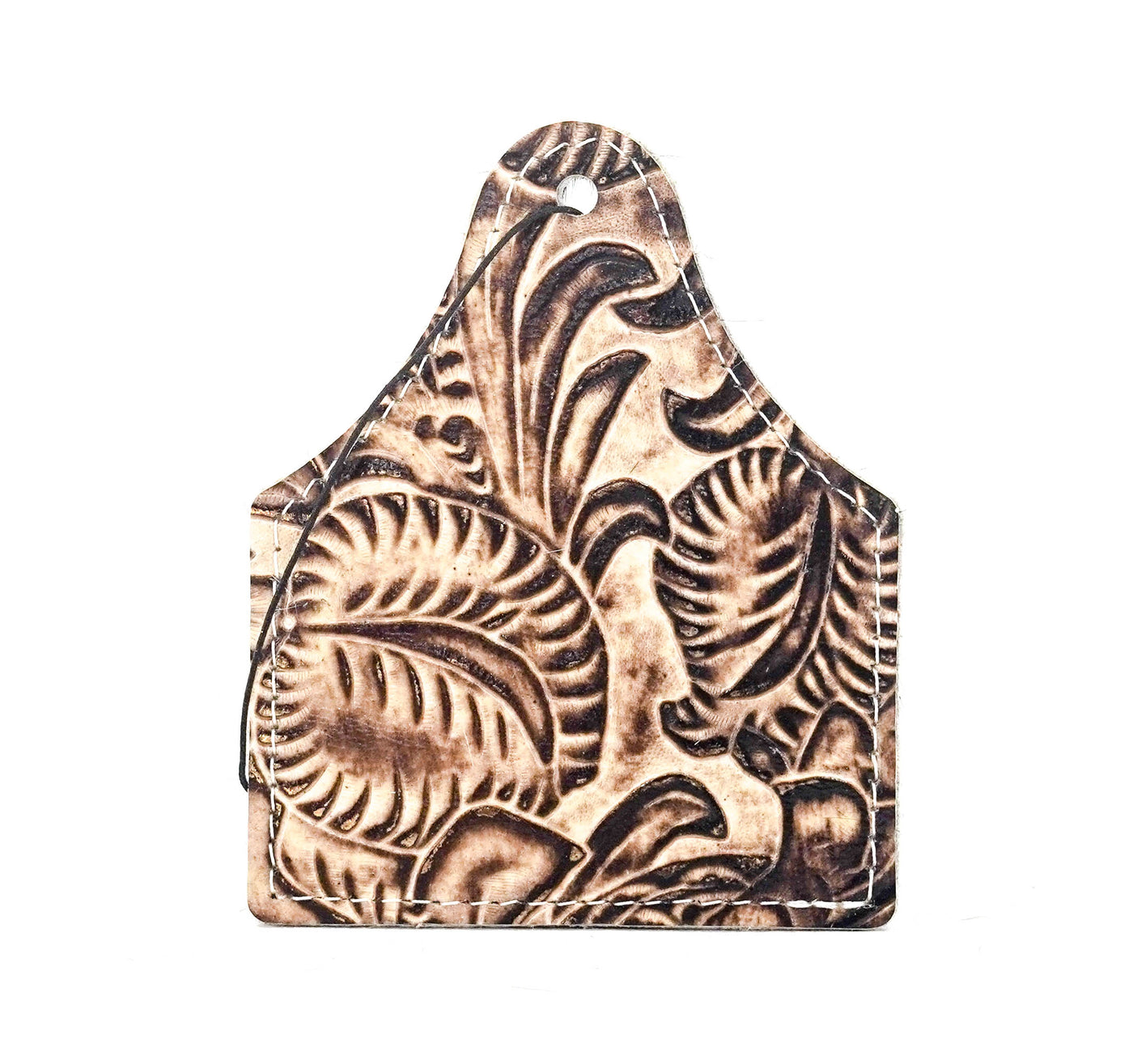 Roadie Tag - Chocolate & White w/ Ivory & Brown Dallas Tool-Roadie Tag-Western-Cowhide-Bags-Handmade-Products-Gifts-Dancing Cactus Designs