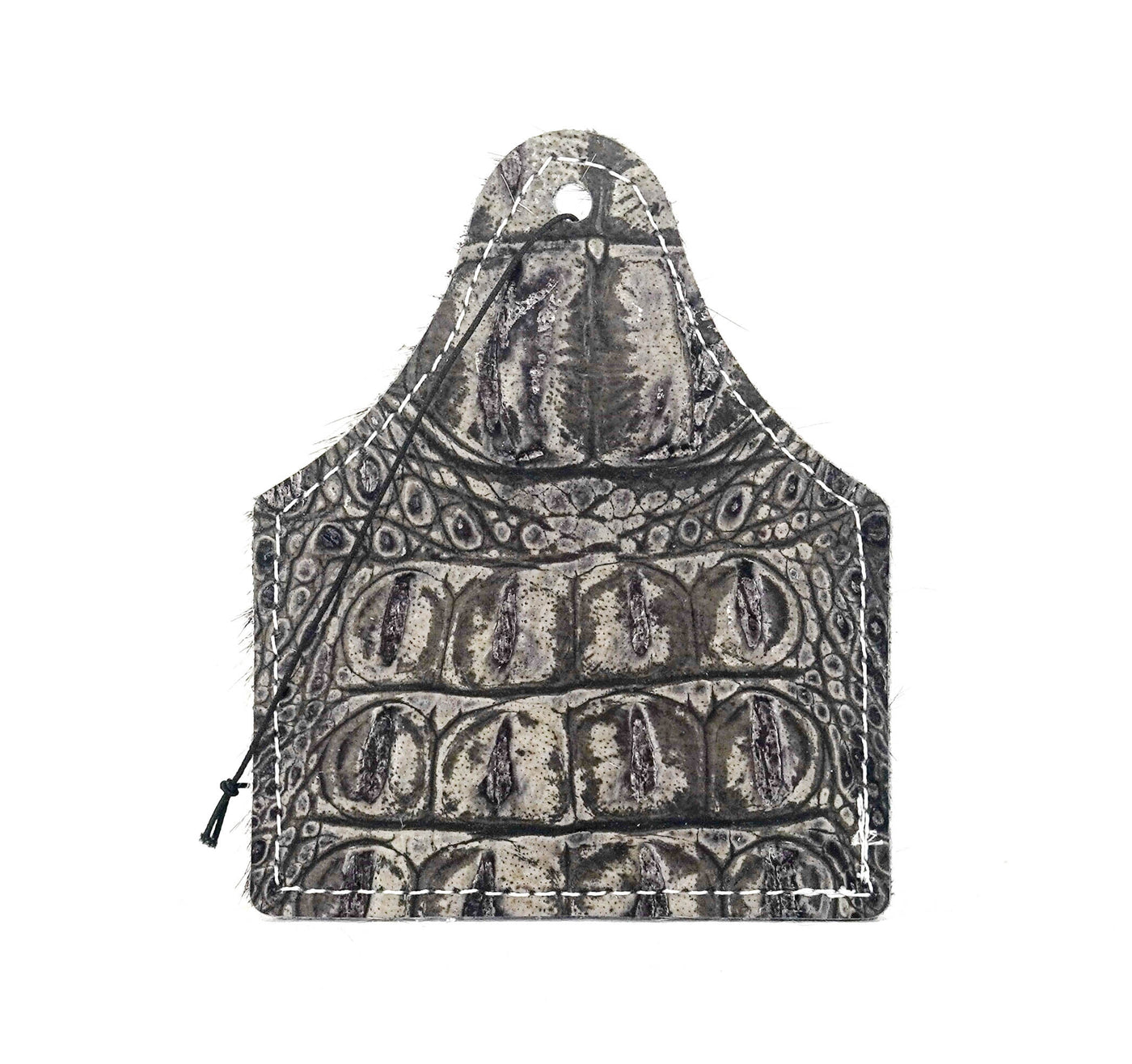 Roadie Tag - Chocolate & White w/ Smoke Show Croc-Roadie Tag-Western-Cowhide-Bags-Handmade-Products-Gifts-Dancing Cactus Designs