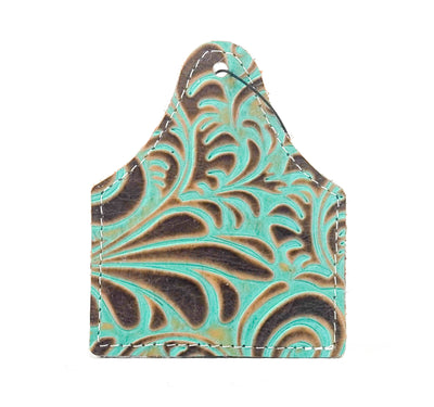 Roadie Tag - Longhorn w/ Turquoise Caracole-Roadie Tag-Western-Cowhide-Bags-Handmade-Products-Gifts-Dancing Cactus Designs