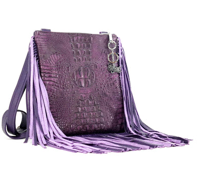 Shania - All Embossed w/ Amethyst Croc-Shania-Western-Cowhide-Bags-Handmade-Products-Gifts-Dancing Cactus Designs