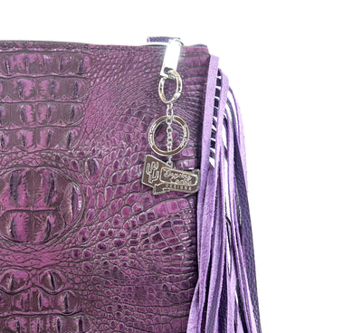 Shania - All Embossed w/ Amethyst Croc-Shania-Western-Cowhide-Bags-Handmade-Products-Gifts-Dancing Cactus Designs