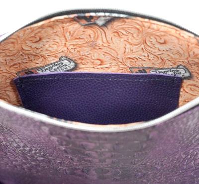 Shania - All Embossed w/ Amethyst Croc-Shania-Western-Cowhide-Bags-Handmade-Products-Gifts-Dancing Cactus Designs