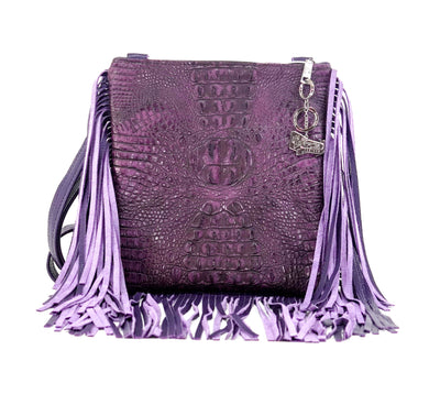 Shania - All Embossed w/ Amethyst Croc-Shania-Western-Cowhide-Bags-Handmade-Products-Gifts-Dancing Cactus Designs