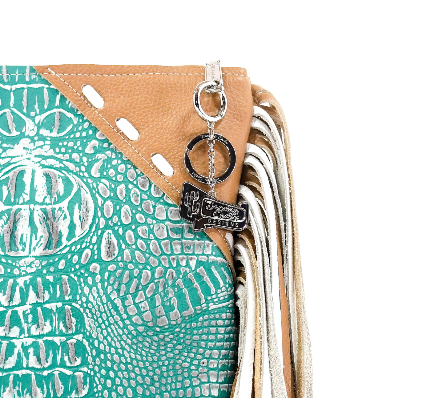 Shania - All Embossed w/ Turquoise Sand Croc-Shania-Western-Cowhide-Bags-Handmade-Products-Gifts-Dancing Cactus Designs