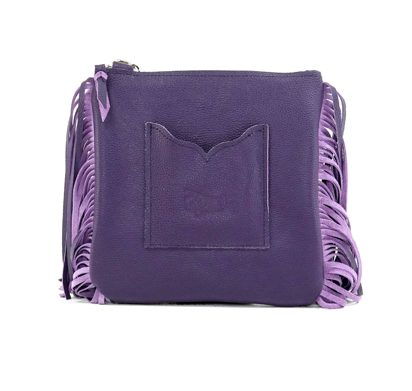 Shania - Black & White w/ Purple Denver Tool-Shania-Western-Cowhide-Bags-Handmade-Products-Gifts-Dancing Cactus Designs