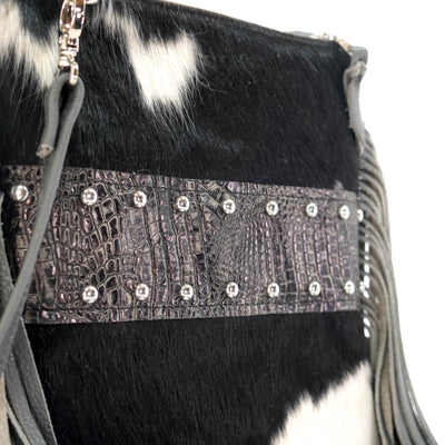 Shania - Black & White w/ Smoke Show Croc-Shania-Western-Cowhide-Bags-Handmade-Products-Gifts-Dancing Cactus Designs